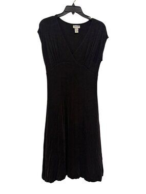 Chicos Travelers Black Short Sleeve Midi Dress Size 0 Acetate Blend Made In USA